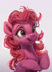 Size: 2990x4096 | Tagged: safe, artist:inkhooves, imported from derpibooru, honeysuckle, flutter pony, pony, bust, female, g1, gradient background, high res, mare, smiling, solo