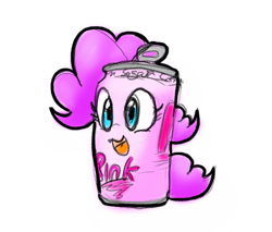 Size: 869x740 | Tagged: safe, artist:zutcha, imported from derpibooru, pinkie pie, objectification, simple background, smiling, soda can, solo, white background