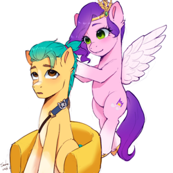 Size: 2048x2048 | Tagged: safe, artist:xiaowu07, imported from derpibooru, hitch trailblazer, pipp petals, earth pony, pegasus, pony, chair, cute, featureless crotch, female, g5, hairstyle, male, mare, simple background, sitting, stallion, white background