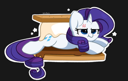 Size: 5320x3368 | Tagged: safe, artist:kittyrosie, imported from derpibooru, rarity, pony, unicorn, absurd resolution, angry, cross-popping veins, cute, emanata, female, food, madorable, mare, marshmallow, ponies in food, raribetes, rarity is a marshmallow, rarity is not amused, s'mores, simple background, solo, unamused