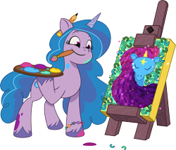 Size: 4695x4023 | Tagged: safe, imported from derpibooru, izzy moonbow, pony, unicorn, female, g5, mare, my little pony: tell your tale, netflix, official, painting, simple background, solo, transparent background