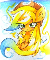 Size: 1719x2048 | Tagged: safe, artist:applejack_yokai, imported from derpibooru, applejack, earth pony, pony, female, solo, traditional art