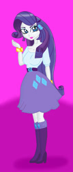 Size: 584x1368 | Tagged: safe, artist:muchigirl, imported from derpibooru, rarity, human, equestria girls, belt, boots, clothes, high heel boots, shirt, shoes, skirt, solo