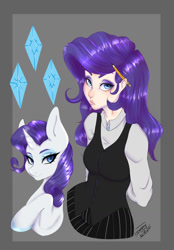 Size: 893x1280 | Tagged: safe, artist:bugsziee, imported from derpibooru, rarity, human, pony, unicorn, female, human ponidox, humanized, mare, pencil, self paradox, self ponidox