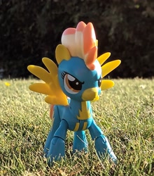 Size: 1695x1924 | Tagged: safe, artist:dingopatagonico, imported from derpibooru, spitfire, pegasus, pony, action figure, clothes, grass, irl, merchandise, photo, solo, uniform, wonderbolts uniform