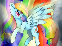 Size: 1021x765 | Tagged: safe, artist:deadsmoke, derpibooru exclusive, imported from derpibooru, rainbow dash, alicorn, pony, alicornified, beauty, bright, cute, digital art, g4, princess, race swap, rainbowcorn, solo