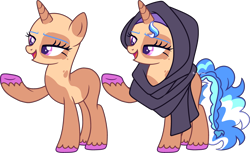 Size: 3808x2332 | Tagged: safe, artist:kurosawakuro, artist:lavender-bases, imported from derpibooru, oc, oc only, pony, unicorn, base used, clothes, female, horn, magical lesbian spawn, mare, offspring, parent:saffron masala, parent:trixie, simple background, solo, transparent background, unicorn oc, unshorn fetlocks