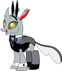 Size: 1698x1955 | Tagged: safe, artist:mariofan345, imported from derpibooru, oc, oc only, oc:dot matrix, changedling, changeling, bunny ears, bunny suit, changedling oc, changeling oc, clothes, simple background, solo, transparent background, tuxedo