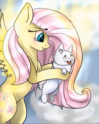 Size: 615x767 | Tagged: safe, artist:deadsmoke, derpibooru exclusive, imported from derpibooru, angel bunny, fluttershy, pegasus, pony