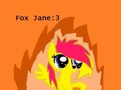 Size: 601x449 | Tagged: artist needed, safe, artist:deadsmoke, derpibooru exclusive, imported from derpibooru, oc, oc only, oc:jane sun, fox, fox pony, hybrid, pegasus, cute, ms paint, old art, orange background, simple background, solo, yellow