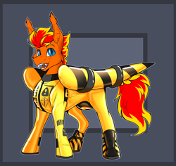 Size: 2400x2269 | Tagged: safe, artist:parrpitched, imported from derpibooru, oc, oc:fireheart(fire), bat pony, bat pony oc, clothes, diaper, diaper fetish, diaper under clothes, fetish, fireheart76's latex suit design, gloves, kink, latex, latex boots, latex gloves, latex suit, padding, prisoners of the moon, rubber, rubber boots, rubber suit, solo