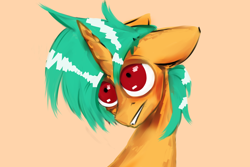 Size: 3000x2000 | Tagged: safe, artist:watashiao, imported from derpibooru, oc, oc only, oc:wata, pony, unicorn, big eyes, bust, digital art, floppy ears, high res, horn, portrait, red eyes, simple background, solo, unicorn oc