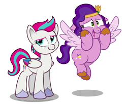 Size: 3567x2925 | Tagged: safe, artist:aleximusprime, imported from derpibooru, pipp petals, zipp storm, pegasus, pony, adorapipp, adorazipp, airborne, chubby, colored wings, crown, cute, daaaaaaaaaaaw, duo, duo female, eyeroll, female, floating, folded wings, freakout, g4, g5, g5 to g4, generation leap, hand on face, hands on cheeks, high res, jewelry, mare, multicolored wings, open mouth, open smile, pipp is chubby, regalia, royal sisters (g5), royalty, shadow, siblings, simple background, sisters, smiling, spread wings, transparent background, wings