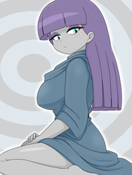 Size: 1668x2224 | Tagged: safe, artist:batipin, imported from derpibooru, maud pie, human, equestria girls, barefoot, eyeshadow, feet, female, makeup, solo