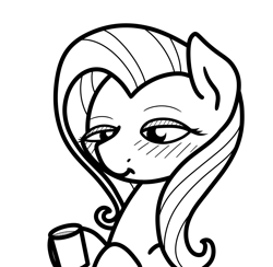 Size: 2048x2002 | Tagged: safe, artist:ewoudcponies, imported from derpibooru, fluttershy, black and white, female, grayscale, lineart, monochrome, simple background, solo, white background