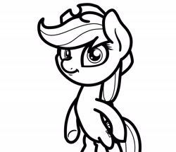 Size: 2048x1763 | Tagged: safe, artist:ewoudcponies, imported from derpibooru, applejack, earth pony, pony, bipedal, black and white, female, grayscale, lineart, monochrome, simple background, solo, white background