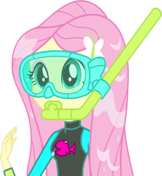 Size: 2319x2520 | Tagged: safe, artist:homersimpson1983, edit, edited screencap, imported from derpibooru, screencap, fluttershy, human, equestria girls, equestria girls series, forgotten friendship, background removed, clothes, dive mask, female, fluttershy's wetsuit, goggles, not a vector, simple background, snorkel, solo, swimsuit, transparent background, wet hair, wetsuit