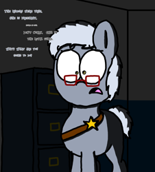 Size: 3023x3351 | Tagged: safe, artist:professorventurer, imported from derpibooru, oc, oc:deputy daniel strauss, series:ask pippamena, male, pinpoint eyes, police station, stallion