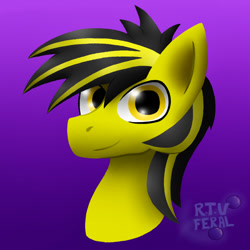 Size: 1200x1200 | Tagged: safe, artist:eldrick, imported from derpibooru, oc, oc only, pony, bust, commission, gradient background, icon, looking at you, male, portrait, signature, smiling, smiling at you, solo, stallion