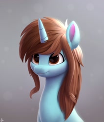 Size: 1700x2000 | Tagged: safe, artist:luminousdazzle, imported from derpibooru, oc, oc only, pony, unicorn, bust, commission, female, horn, mare, portrait, smiling, solo, unicorn oc