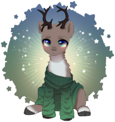 Size: 1988x2112 | Tagged: safe, alternate version, artist:avrameow, imported from derpibooru, part of a set, oc, oc only, deer, alternate character, chest fluff, clothes, commission, deer oc, non-pony oc, oversized clothes, simple background, solo, sweater, transparent background, ych result