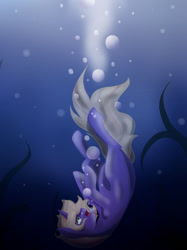 Size: 1024x1366 | Tagged: safe, artist:ashentheartist, imported from derpibooru, oc, oc only, pony, unicorn, asphyxiation, bubble, crepuscular rays, crying, digital art, drowning, flowing mane, flowing tail, horn, looking up, male, ocean, open mouth, seaweed, solo, sunlight, tail, underwater, water