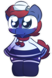 Size: 1294x1917 | Tagged: safe, artist:cushyhoof, imported from derpibooru, oc, oc only, oc:leeward voyage, goat, goat pony, pony, semi-anthro, blushing, clothes, crossdressing, cute, femboy, male, phone drawing, sailor suit, simple background, skirt, socks, stallion, stockings, thigh highs, transparent background, wingding eyes