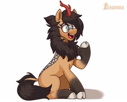 Size: 1250x1000 | Tagged: safe, artist:zendora, imported from derpibooru, oc, oc only, kirin, glasses, kirin oc, leonine tail, simple background, solo, tail, white background