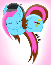 Size: 750x959 | Tagged: safe, artist:gracefulart693, imported from derpibooru, oc, oc only, earth pony, pony, beret, earth pony oc, eyes closed, female, hat, heart pony, mare, sleeping, solo