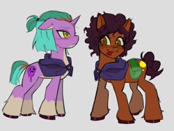 Size: 1596x1206 | Tagged: safe, artist:darkzombiez, imported from derpibooru, earth pony, pony, unicorn, :p, abomination (the owl house), amity blight, bag, clothes, crossover, dyed mane, dyed tail, luz noceda, ponified, ponytail, saddle bag, smiling, solo, tail, the owl house, tongue out, witch, witch pony