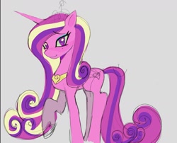 Size: 1573x1273 | Tagged: safe, artist:darkzombiez, imported from derpibooru, princess cadance, alicorn, pony, raised hoof, simple background, sketch, smiling, solo