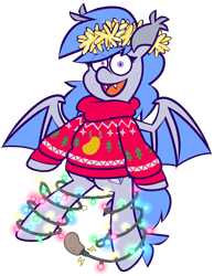 Size: 5434x7000 | Tagged: safe, artist:threetwotwo32232, imported from derpibooru, oc, oc only, oc:lucky roll, bat pony, pony, bat pony oc, female, food, looking at you, mare, potato, simple background, solo, string lights, transparent background