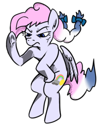 Size: 407x498 | Tagged: safe, artist:jargon scott, imported from derpibooru, oc, oc only, oc:heavy weather, pegasus, angry, bow, enrico pucci, hair bow, jojo pose, jojo reference, jojo's bizarre adventure, pegasus oc, pigtails, simple background, solo, transparent background, wings