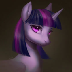 Size: 1832x1832 | Tagged: safe, artist:kinax, imported from derpibooru, twilight sparkle, pony, bust, digital art, female, mare, portrait, signature, simple background, solo