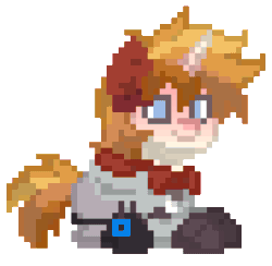 Size: 462x450 | Tagged: safe, artist:asiandra dash, imported from derpibooru, pony, unicorn, pony town, animated, clothes, eyes closed, genshin impact, gif, giggling, lying down, one eye closed, pixel art, ponified, simple background, smiling, solo, tartaglia (genshin impact), transparent background, wip