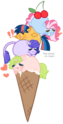 Size: 453x895 | Tagged: safe, artist:zoeytrent113, imported from derpibooru, oc, oc only, oc:anthea, oc:cotton candy, oc:crystal clarity, oc:starburst, dracony, earth pony, hybrid, pegasus, pony, unicorn, kilalaverse, adopted offspring, base used, blob ponies, cherry, chubbie, cute, dracony oc, earth pony oc, female, food, heart, horn, ice cream cone, interspecies offspring, mare, offspring, parent:flash sentry, parent:fluttershy, parent:pinkie pie, parent:pokey pierce, parent:rarity, parent:spike, parent:twilight sparkle, parents:flashlight, parents:pokeypie, parents:sparity, pegasus oc, simple background, unicorn oc, white background