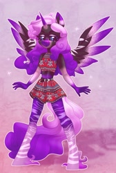 Size: 2747x4096 | Tagged: safe, artist:irinamar, imported from derpibooru, oc, oc only, alicorn, anthro, unguligrade anthro, alicorn oc, horn, solo, wings