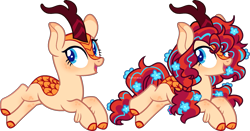 Size: 2283x1198 | Tagged: safe, artist:kurosawakuro, imported from derpibooru, oc, oc only, kirin, base used, female, kirin oc, magical lesbian spawn, offspring, parent:autumn blaze, parent:vinyl scratch, simple background, solo, transparent background