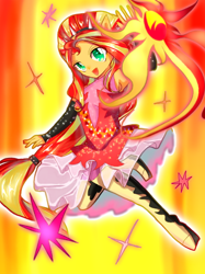 Size: 458x611 | Tagged: safe, artist:4azami, imported from derpibooru, sunset shimmer, human, pony, equestria girls, clothes, dress, female, ponied up, solo