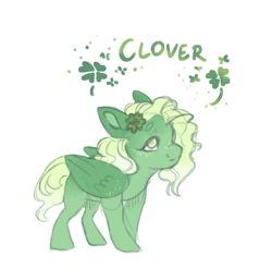 Size: 2289x2257 | Tagged: safe, artist:pinekelpiano, imported from derpibooru, oc, oc only, oc:clover shy, pegasus, pony, clover, female, filly, foal, four leaf clover, freckles, magical lesbian spawn, offspring, parent:fluttershy, parent:tree hugger, parents:flutterhugger, pegasus oc, simple background, solo, white background