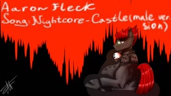 Size: 1280x720 | Tagged: safe, artist:deadsmoke, derpibooru exclusive, imported from derpibooru, oc, pegasus, aaron, background picture, black, boss, clothes, cocky, colt, foal, glasses, headcanon voices, lying down, male, pegasus oc, red, sassy, song, suit