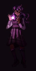 Size: 944x1856 | Tagged: safe, artist:fuzzysockselias, imported from derpibooru, sci-twi, twilight sparkle, human, equestria girls, friendship games, clothes, crystal prep academy uniform, dark background, dark skin, female, humanized, magic, magic capture device, school uniform, solo