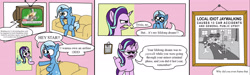 Size: 4000x1205 | Tagged: safe, artist:notfocks, imported from derpibooru, starlight glimmer, trixie, pony, unicorn, apron, bust, clothes, comic, crime, dialogue, parody, plane, portrait, shiny eyes, suddenly hands, the simpsons