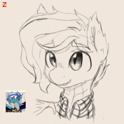 Size: 1111x1111 | Tagged: safe, artist:zebra, oc, oc only, bat pony, pony, bat wings, clothes, ear fluff, fangs, flannel shirt, male, sketch, slit eyes, solo, stallion, wings