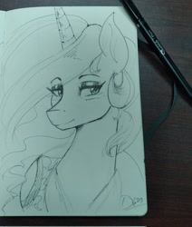 Size: 1733x2048 | Tagged: safe, artist:thelunarmoon, imported from derpibooru, princess celestia, alicorn, pony, female, horn, mare, sketch, solo, traditional art