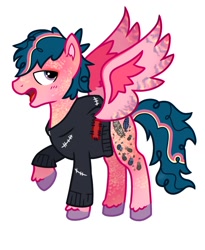 Size: 882x1075 | Tagged: safe, imported from derpibooru, oc, oc only, pegasus, pony, clothes, hoodie, open mouth, pegasus oc, ponysona, simple background, solo, spread wings, unshorn fetlocks, white background, wings