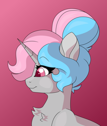 Size: 4864x5738 | Tagged: safe, artist:crazysketch101, imported from derpibooru, oc, oc only, oc:mandi strict, pony, unicorn, chest fluff, eyebrows, eyebrows visible through hair, gradient background, horn, smiling, solo, unicorn oc