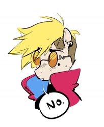 Size: 931x1142 | Tagged: safe, artist:opalacorn, imported from derpibooru, earth pony, pony, anime, bust, clothes, ear piercing, earring, jacket, jewelry, male, no, piercing, ponified, simple background, solo, stallion, sunglasses, trigun, vash the stampede, white background
