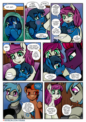Size: 2480x3508 | Tagged: safe, artist:dsana, imported from derpibooru, fizzlepop berrytwist, tempest shadow, oc, oc:fireweed, oc:lullaby dusk, oc:rust wing, oc:thistledown, earth pony, pegasus, pony, unicorn, comic:a storm's lullaby, boop, crying, cute, female, filly, foal, male, mare, noseboop, stallion, tears of joy, weapons-grade cute
