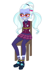 Size: 1244x1739 | Tagged: safe, artist:splendidbondage, imported from derpibooru, sugarcoat, human, equestria girls, ankle tied, arm behind back, bondage, bound and gagged, chair, clothes, crystal prep academy uniform, female, gag, rope, rope bondage, school uniform, simple background, sitting, skirt, solo, tape, tape gag, tied up, transparent background